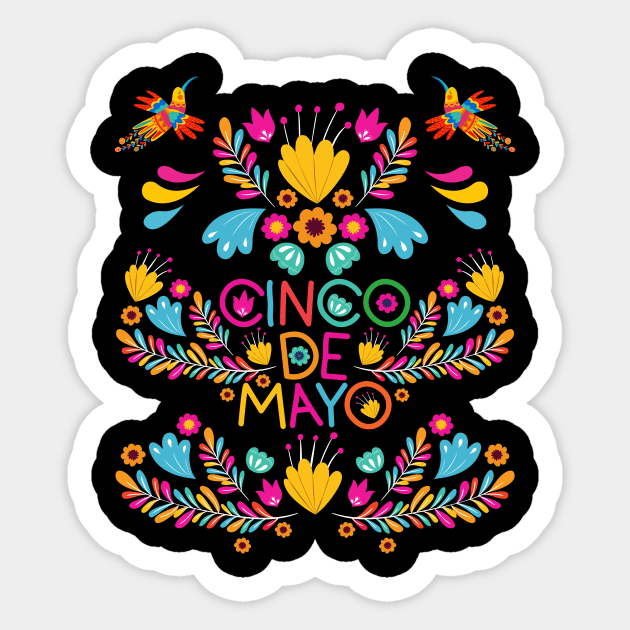Cinco De Mayo Birds and Flowers Mexican 5th May Sticker by AimArtStudio